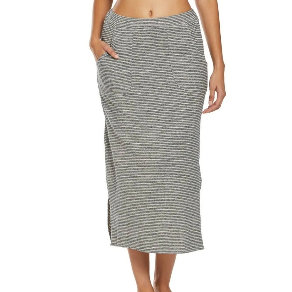 Prana Gray Striped Maxi Skirt